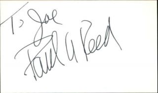 Paul Reed D.  2007 Actor Car 54 Signed 3 " X 5 " Index Card