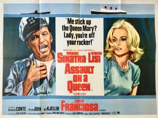 Assault On A Queen Movie Quad Poster 1966 Frank Sinatra Virna Lisi