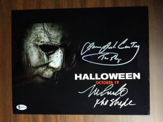 Nick Castle & James Jude Courtney Signed 10x13 Photo Halloween Michael Myers Jsa