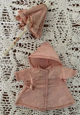 Vintage Vogue Ginny Doll Pink Raincoat & Umbrella Bridal Trousseau Set