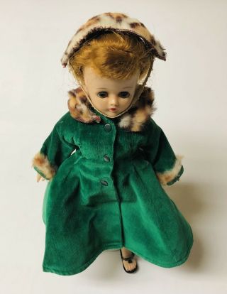 Vintage Vogue Red - Headed Jill Doll With Fur Trimmed Winter Coat,  More