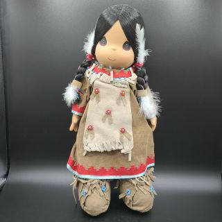 Precious Moments White Feather With Little Feather Indian Family 1129 - Signed