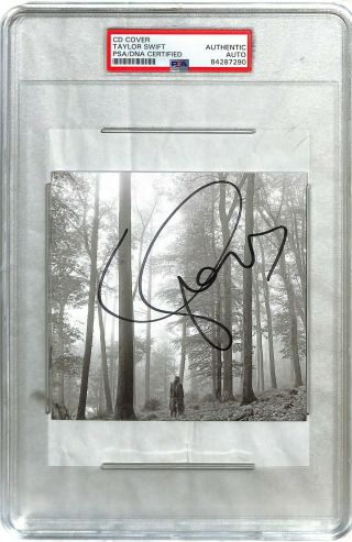 Taylor Swift Signed Autographed Folklore Cd Cover Psa/dna Slabbed With Heart
