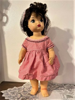 Vintage 1950s Terri Lee 16” Doll Brunette Hair Brown Eyes Hard Plastic