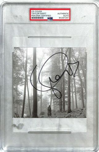 Taylor Swift Signed Autographed Folklore Cd Cover Psa/dna Slabbed With Heart 2