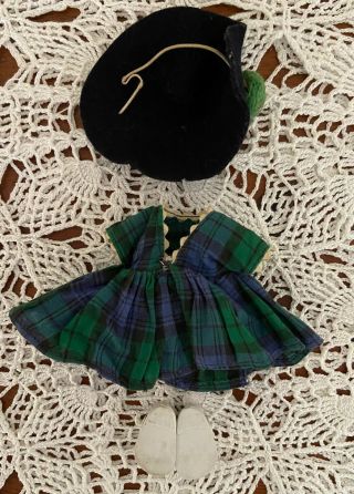 Vintage Vogue Ginny Doll Tiny Miss Green Plaid Dress 6040 Felt Hat Medford Tag 2