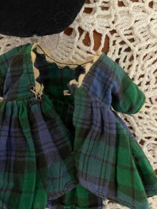 Vintage Vogue Ginny Doll Tiny Miss Green Plaid Dress 6040 Felt Hat Medford Tag 3