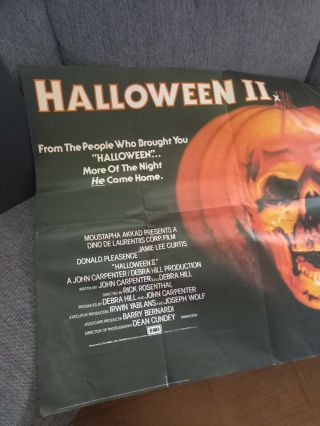 Halloween 2 Movie Poster Quad Michael Myers classic Horror movie folded 2