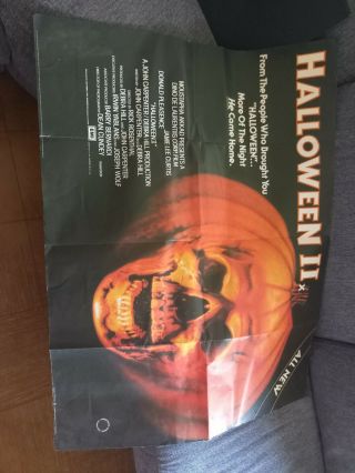 Halloween 2 Movie Poster Quad Michael Myers classic Horror movie folded 3
