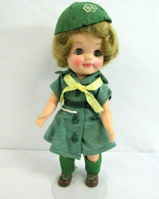 Vintage Effanbee Fluffy Girl Scout Doll 8 1/2 " With Stand