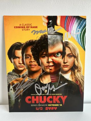 Chucky Syfy Series Signed Mancini,  Alyvia Alyn Lind,  Teo Briones,  Zachery Arther