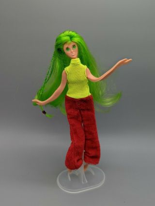 Vintage Ideal Teenage Fashion Flatsy Doll Green Hair Outfit 8.  5 "