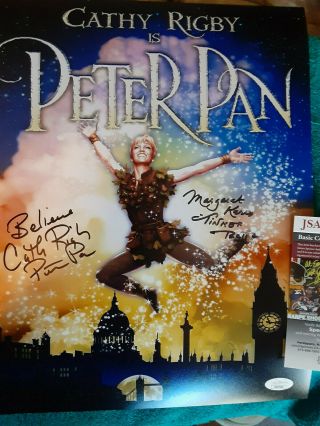 Cathy Rigby Peter Pan & Margaret Kerry Tinkerbell Signed 11x14 Color Photo Jsa