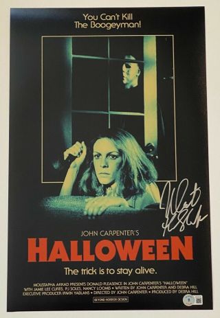 Nick Castle Signed Halloween 11x17 Movie Poster Photo Michael Myers Beckett