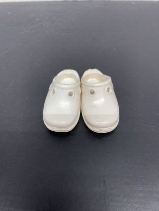 Vintage Ideal Chrissy Doll Shoe White Clogs Made In Hong Kong