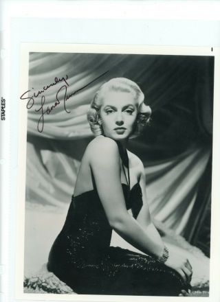Vintage Actress Lana Turner Signed 8 X 10 Photo.  With