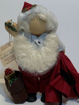 Vintage Lizzie High Whimsical Wooden Folk Art Doll Mrs " Santa Claus " On Xmas Eve
