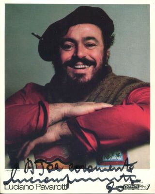 Luciano Pavarotti Autographed London Record Company Promo Card Jsa Ap 90