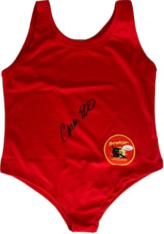 Carmen Electra Baywatch Signed Red Swimsuit Autographed Jsa Itp Witnessed