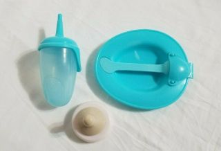 Baby Born Doll Blue Bottle Feeding Dish Spoon Replacement Parts Zapf Creations