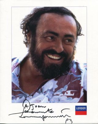Luciano Pavarotti Autograph Opera Singer The 3 Tenors Signed Photo