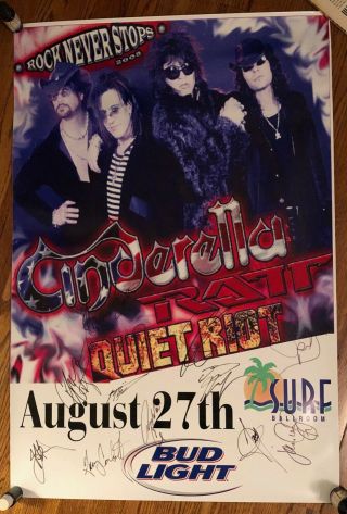 Signed Poster - Cinderella,  Ratt,  Quiet Riot