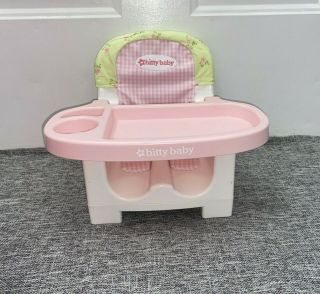 American Girl Bitty Baby Doll Seat Booster High Chair Feeding Tray And Cover Euc