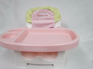 Euc American Girl Bitty Baby Doll Booster High Chair With Feeding Tray & Cover