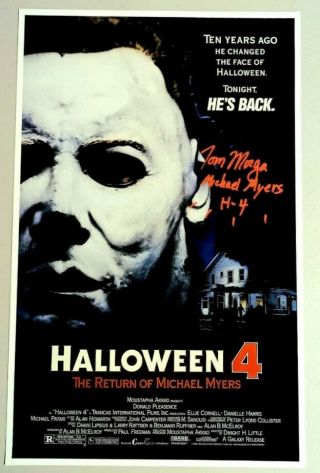 Tom Morga Signed Halloween 11x17 Movie Poster Autograph Michael Myers B