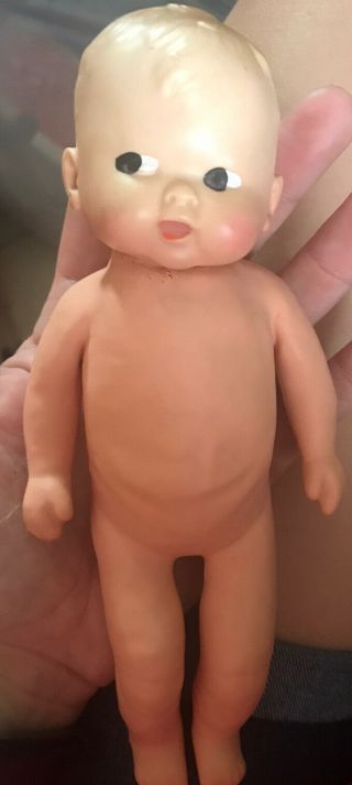 Ideal Magic Skin Baby - Vintage Magic Skin Type Doll With Rubber Head And Squeaker
