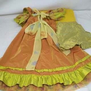 Annette Himstedt Artist Large Doll Clothes Silky Dress Gold Yellow Green,  Knick