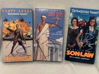 Actor Pauly Shore Signed Autographed 3 Vhs Pack Son In Law Jury Duty In The Army