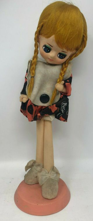 Vintage Big Eyed 1960s Stockinette Pose Doll Japan Retro Mid Century Mod Fc Blck