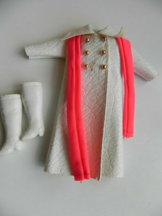 Vintage 1970s Topper 6” Dawn Doll Coat,  Scarf,  And Boots.
