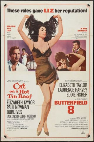 Cat On A Hot Tin Roof / Butterfield 8 Film / Movie Poster - Liz Taylor