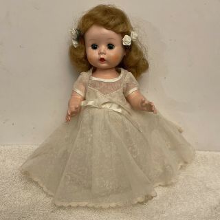 Vintage Hard Plastic R&b Littlest Angel Walker Doll In Fancy Dress Arranbee