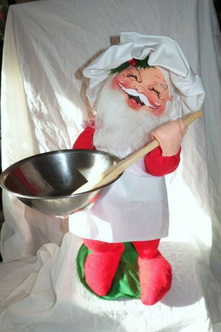 1989 Annalee Mobilitee Large 18 " Santa Claus With Mixing Bowl And Spoon