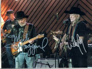 Willie Nelson Merle Haggard - =2= - Country Legends - Hand Signed Autographed