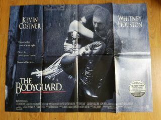 The Bodyguard 1992 Kevin Costner Whitney Houston Uk Quad Poster Ds Rare