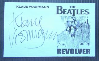 Klaus Voormann (designer) " The Beatles  Revolver " Autographed 3x5 Index Card