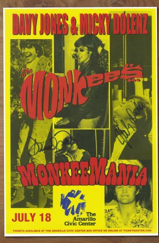 The Monkees Autographed Concert Poster 2002 Micky Dolenz,  Davy Jones