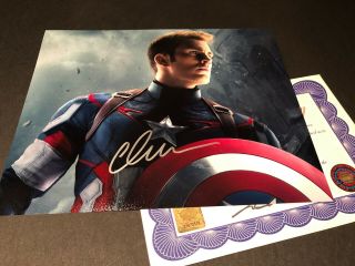 Hand Signed Chris Evans Captain America 10x8 Photo - Authentic Autograph