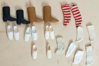 Vintage Ken Doll Shoes Socks Boots Multicolor White Red Stripes