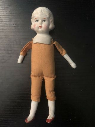 Antique Cloth & Bisque Child Doll Made In Japan