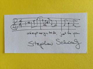 Stephen Schwartz Signed Amqs From.  Pippin " Magic To Do Just For You "