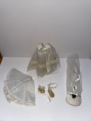Vintage 1957 Vogue Tagged Ginny Doll Bridal Gown,  Veil & Shoes 7064