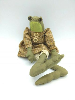 Decorative Fabric Frog Doll Figure Folk Art Primitive Country Farmhouse Décor