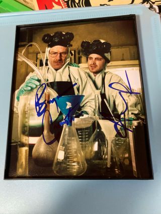 Brian Cranston And Arron Paul Signed Breaking Bad 8x10 With Frame No
