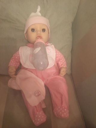 Zapf Baby Annabell Doll Cries Laughs Gurgles Sleeps With Outfit Bottle Blanket