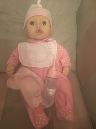 Zapf Baby Annabell Doll Cries Laughs Gurgles Sleeps With Outfit Bottle Blanket 2